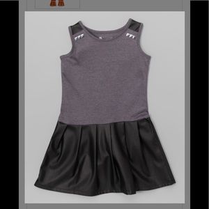 Charcoal Stud Faux Leather Drop-Waist Dress